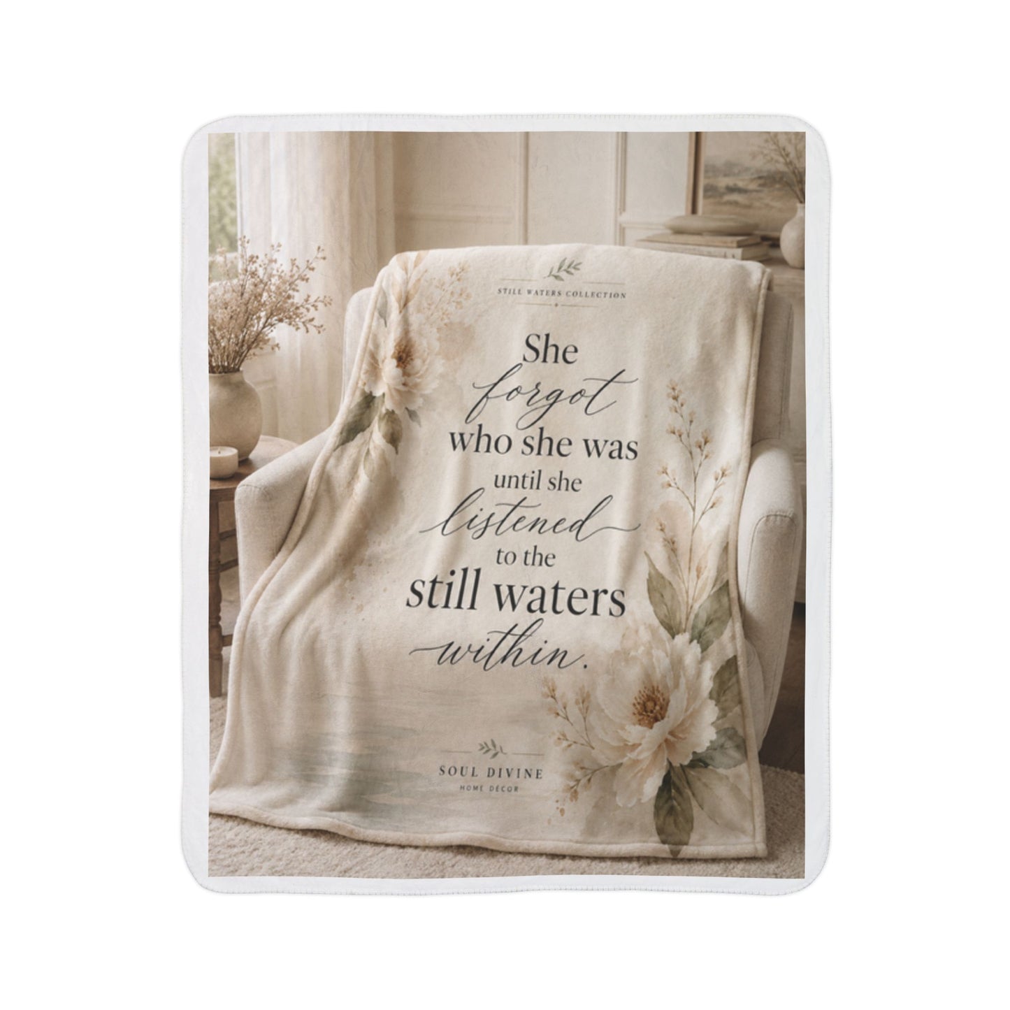 She Forgot Who She Was Sherpa Blanket – Inspirational Floral Fleece Throw